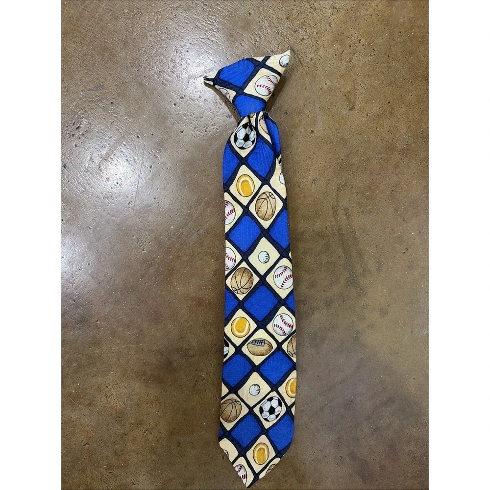 Class Club Vintage Sports Athletic Banquet 100% Silk Clip-On Necktie Tie